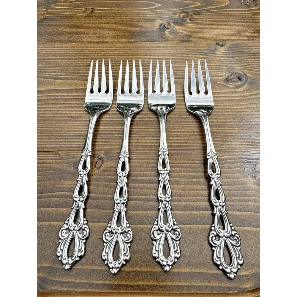 Vintage Oneida Community CHANDELIER Stainless Flatware Salad‎ Forks Set 4
